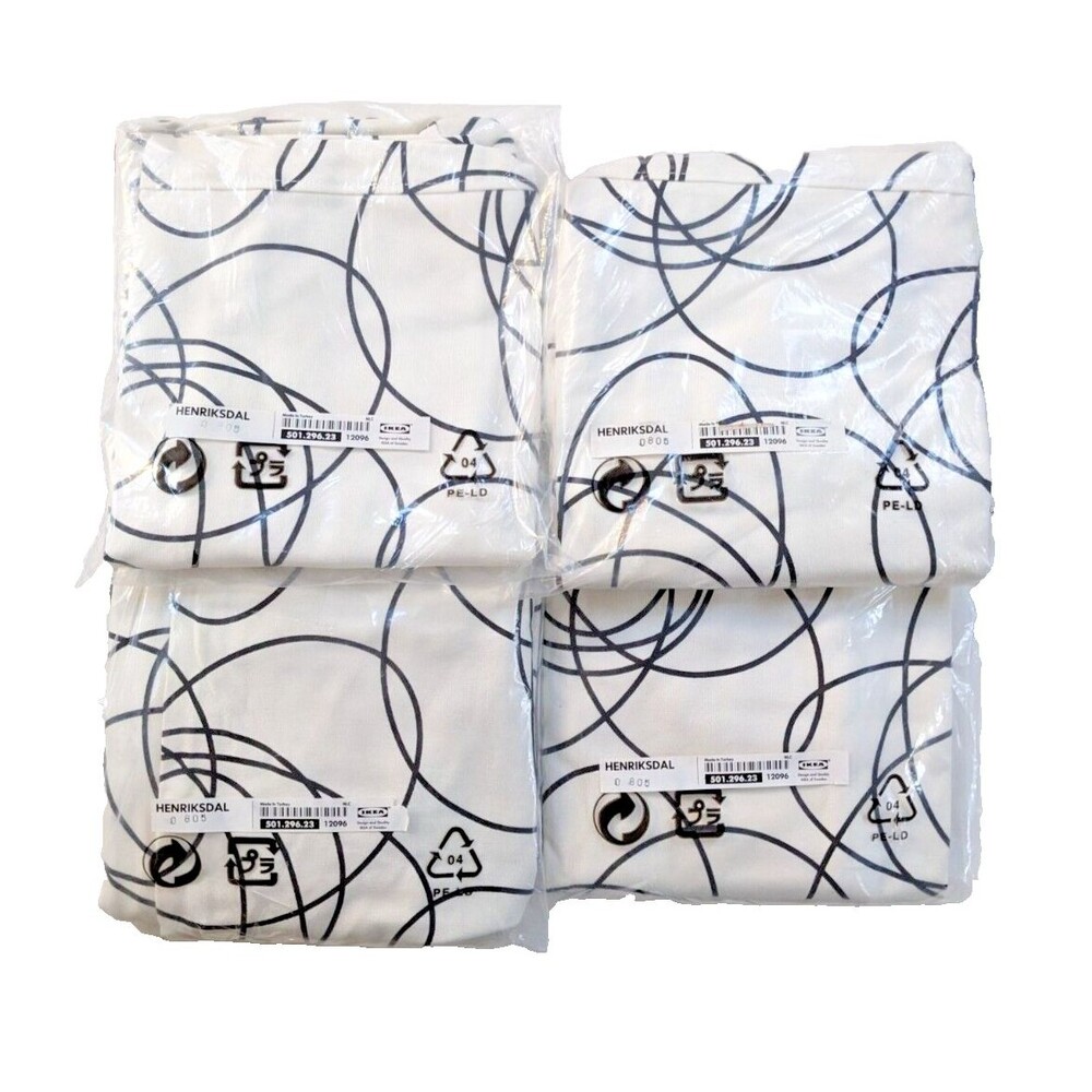 Set of 4 IKEA Henriksdal Chair Covers Slipcovers Abstract Black‎ White Pattern